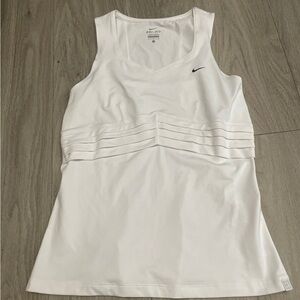Nike Women's White Dri-FIT Pleated Tank Top